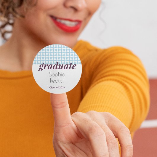 Modern Blue Pattern Afstuderen Ronde Sticker