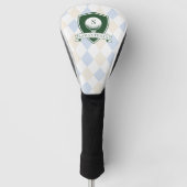 Modern Blue Pattern Green Golfer Name Monogram Golfheadcover (Voorkant)