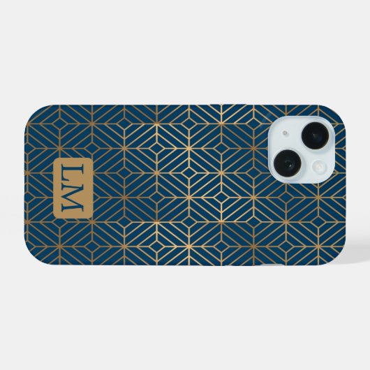 Modern Blue Pattern iPhone 15 Case (Achterkant horizontaal)