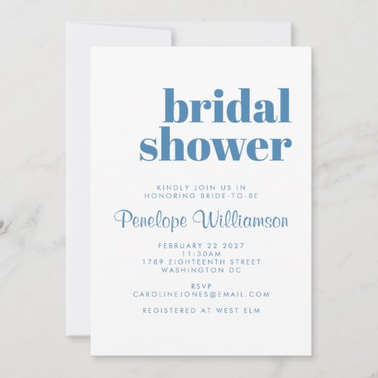 Modern Blue Pattern Retro Typography Vrijgezellenf Kaart (Voorkant)