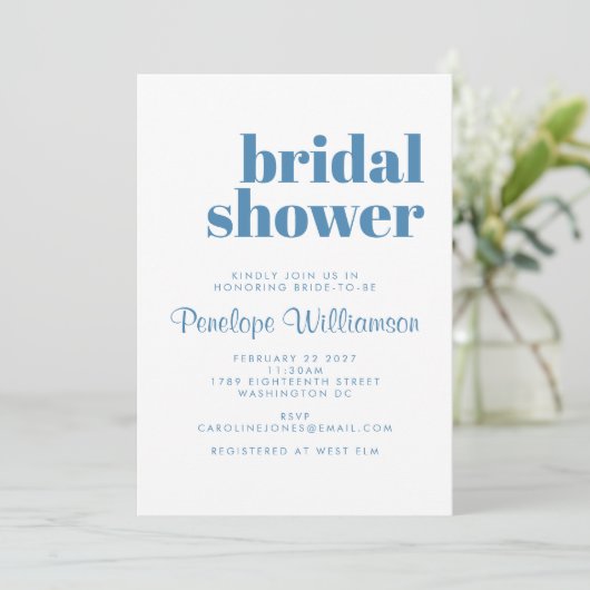 Modern Blue Pattern Retro Typography Vrijgezellenf Kaart (Staand voorkant)