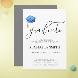 Modern Blue Pet High School afstudeerfeest Kaart