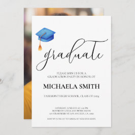 Modern Blue Pet High School foto afstudeerfeest Kaart