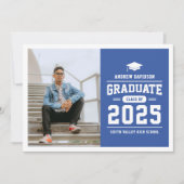 Modern Blue Photo Afstuderen Aankondiging (Voorkant)