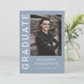 Modern Blue Photo Afstuderen Aankondiging (Staand voorkant)
