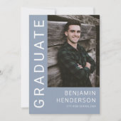 Modern Blue Photo Afstuderen Aankondiging (Voorkant)