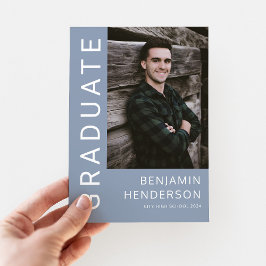 Modern Blue Photo Afstuderen Aankondiging