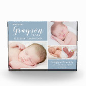 Modern Blue Photo Collage Baby Photo Block Fotoblokken (Voorkant)