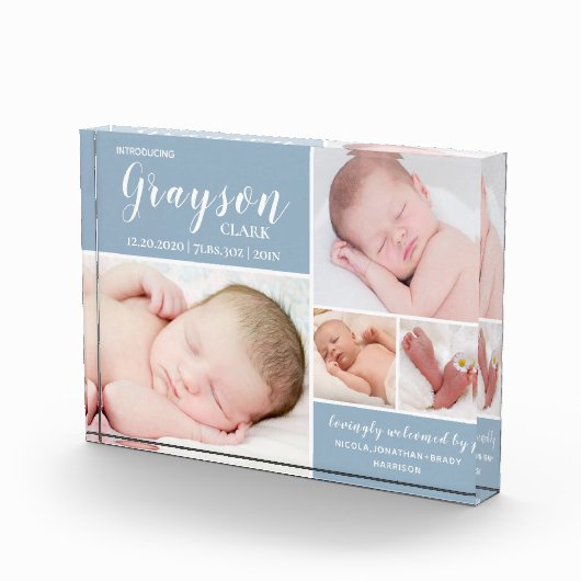 Modern Blue Photo Collage Baby Photo Block Fotoblokken (Rechts)