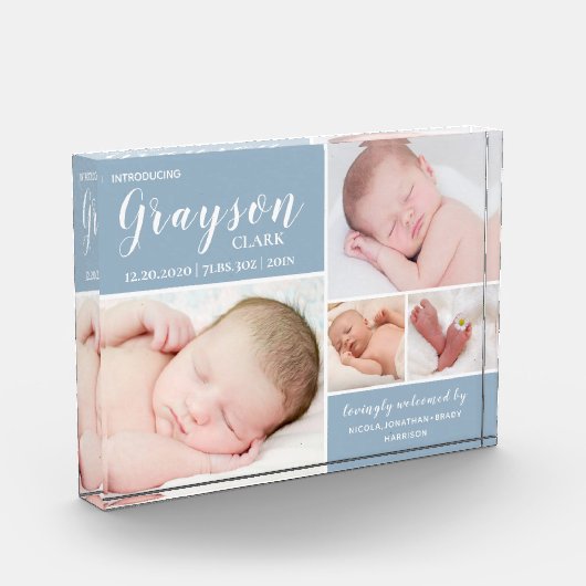 Modern Blue Photo Collage Baby Photo Block Fotoblokken (Links)