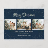 Modern Blue Photo Collage Merry Kerstry Feestdagenkaart (Voorkant)