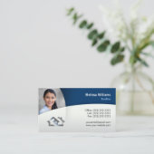 Modern Blue Photo Real Estate Visitekaartje (Staand voorkant)