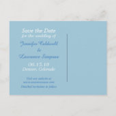 Modern Blue Photo Template Save the Date Wedding Aankondigingskaart (Achterkant)