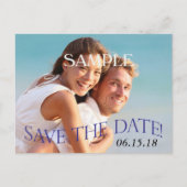 Modern Blue Photo Template Save the Date Wedding Aankondigingskaart (Voorkant)