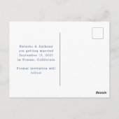 Modern Blue Photo Wedding Save the Date Briefkaart (Achterkant)