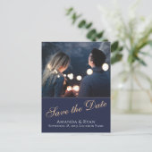 Modern Blue Photo Wedding Save the Date Briefkaart (Staand voorkant)