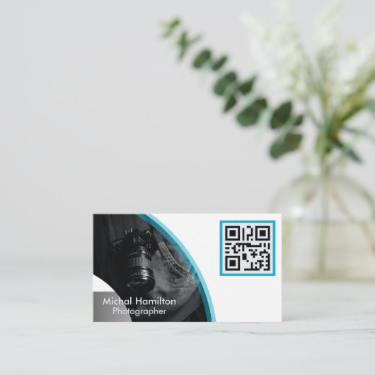 Modern Blue Photographer Visitekaartje (Staand voorkant)