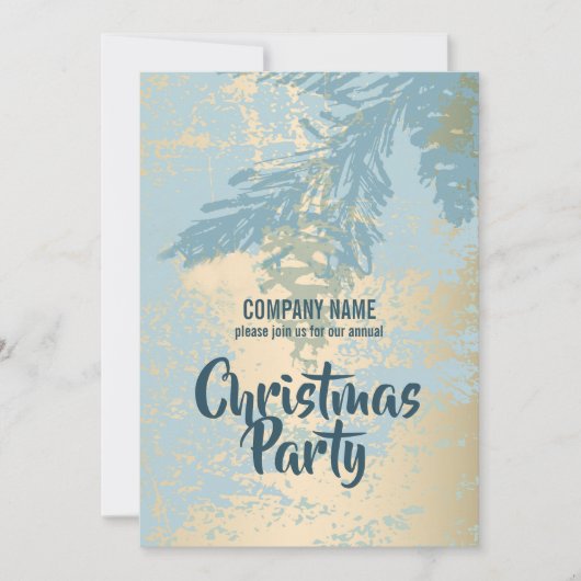 Modern Blue Pine Christmas Kantoor Party Invitatio Kaart (Voorkant)