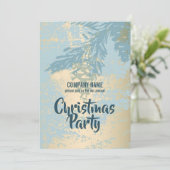 Modern Blue Pine Christmas Kantoor Party Invitatio Kaart (Staand voorkant)