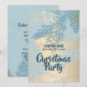 Modern Blue Pine Christmas Kantoor Party Invitatio Kaart (Voorkant / Achterkant)