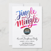 Modern Blue Pink Christmas Business Logo Script Kaart (Voorkant)