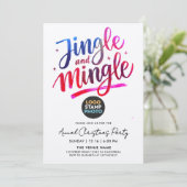 Modern Blue Pink Christmas Business Logo Script Kaart (Staand voorkant)