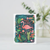 Modern Blue & Pink Flamingo schilderd Birthday Briefkaart (Staand voorkant)