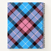 Modern Blue Pink Pset Tartan Aangepaste naam Notitieboek (Achterkant)