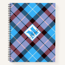 Modern Blue Pink Pset Tartan Aangepaste naam