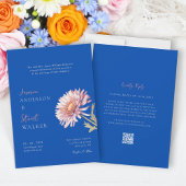 modern blue pink wedding Website QR Code Kaart