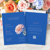 modern blue pink wedding Website QR Code Kaart