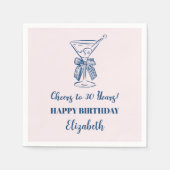 Modern Blue & PinkCheers naar 30 jaar Verjaardag S Servet (Voorkant)
