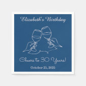 Modern Blue & PinkCheers naar 30 jaar Verjaardag S Servet (Voorkant)