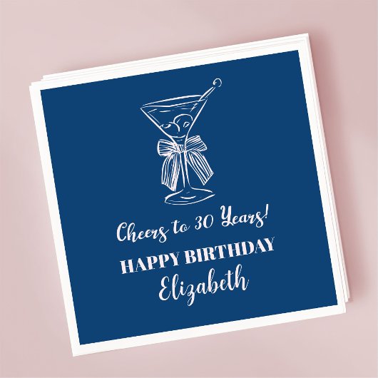 Modern Blue & PinkCheers naar 30 jaar Verjaardag S Servet