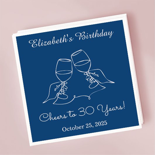 Modern Blue & PinkCheers naar 30 jaar Verjaardag S Servet