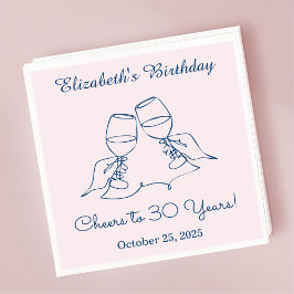 Modern Blue & PinkCheers naar 30 jaar Verjaardag S Servet