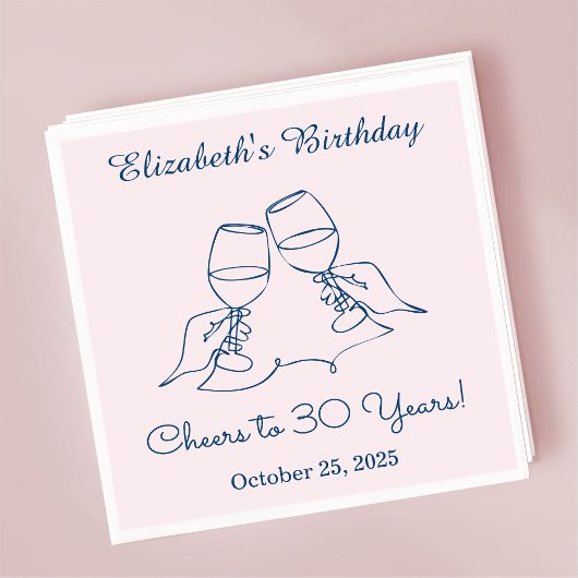 Modern Blue & PinkCheers naar 30 jaar Verjaardag S Servet