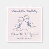 Modern Blue & PinkCheers naar 30 jaar Verjaardag S Servet (Voorkant)