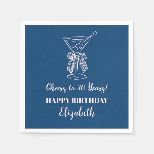 Modern Blue & PinkCheers naar 30 jaar Verjaardag S Servet (Voorkant)