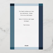 Modern Blue Plaid Lijst Kerstfoto Folie Feestdagenkaart (Achterkant)