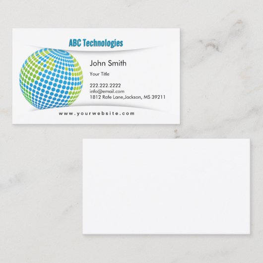 Modern Blue Planet Technology Visitekaartje (Voorkant / Achterkant)