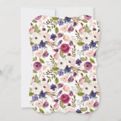 Modern Blue Plum Floral Baby shower Invitation Kaart (Achterkant)