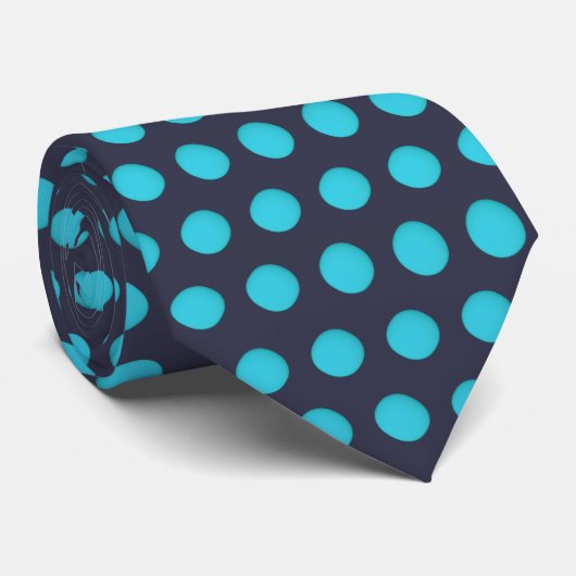 Modern Blue Polka Dot Pattern Stropdas (Opgerold)