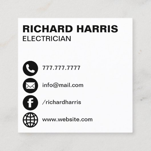 Modern Blue Power Plug-elektricien Vierkante Visitekaartje (Achterkant)