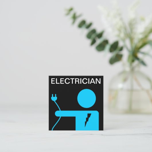 Modern Blue Power Plug-elektricien Vierkante Visitekaartje (Staand voorkant)