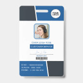 Modern Blue Professional Employee Photo ID Badge (Voorkant)