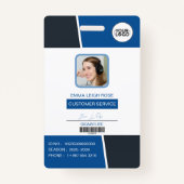 Modern Blue Professional Employee Photo ID Badge (Voorkant)