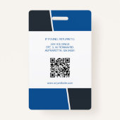 Modern Blue Professional Employee Photo ID Badge (Achterkant)
