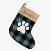 Modern Blue Pset & Name Dog Paw Grote Kerstsok (Voorkant (Hangend))