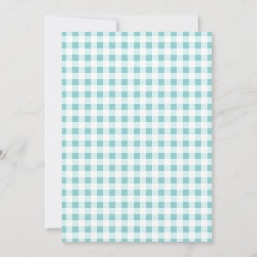 Modern Blue Pumpkin Gingham Plaid Boy Baby shower Kaart (Achterkant)